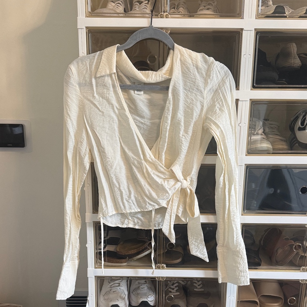 H&M Cream Wrap Blouse